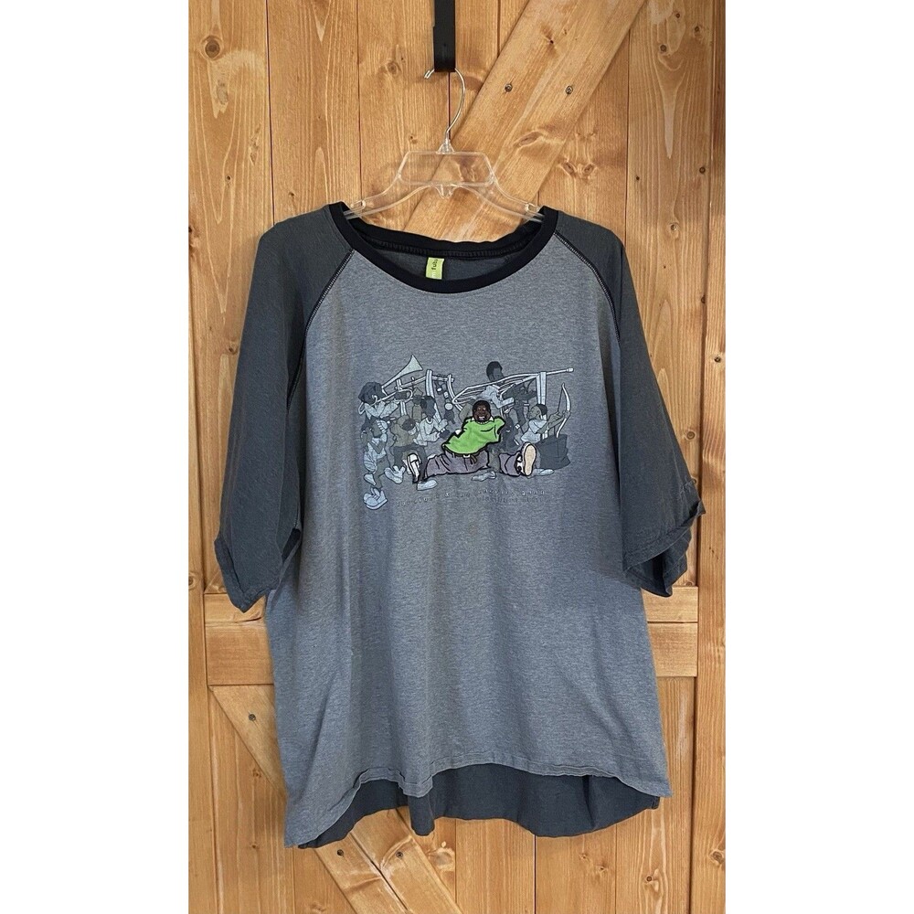 Vintage Y2K Fubu Platinum Fat Albert Band Embroidered Raglan Shirt Sz XXL